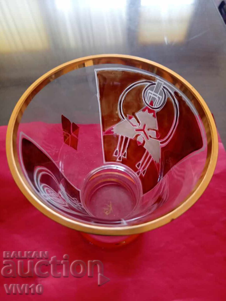 Auction  Antique Bohemia Cup, Gold Plated, 20cm