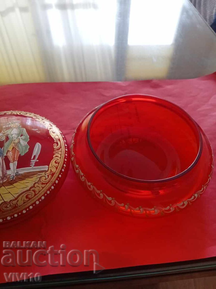 Δημοπρασία Αντίκα, γυάλινο κουτί, σμάλτο, Βοημία