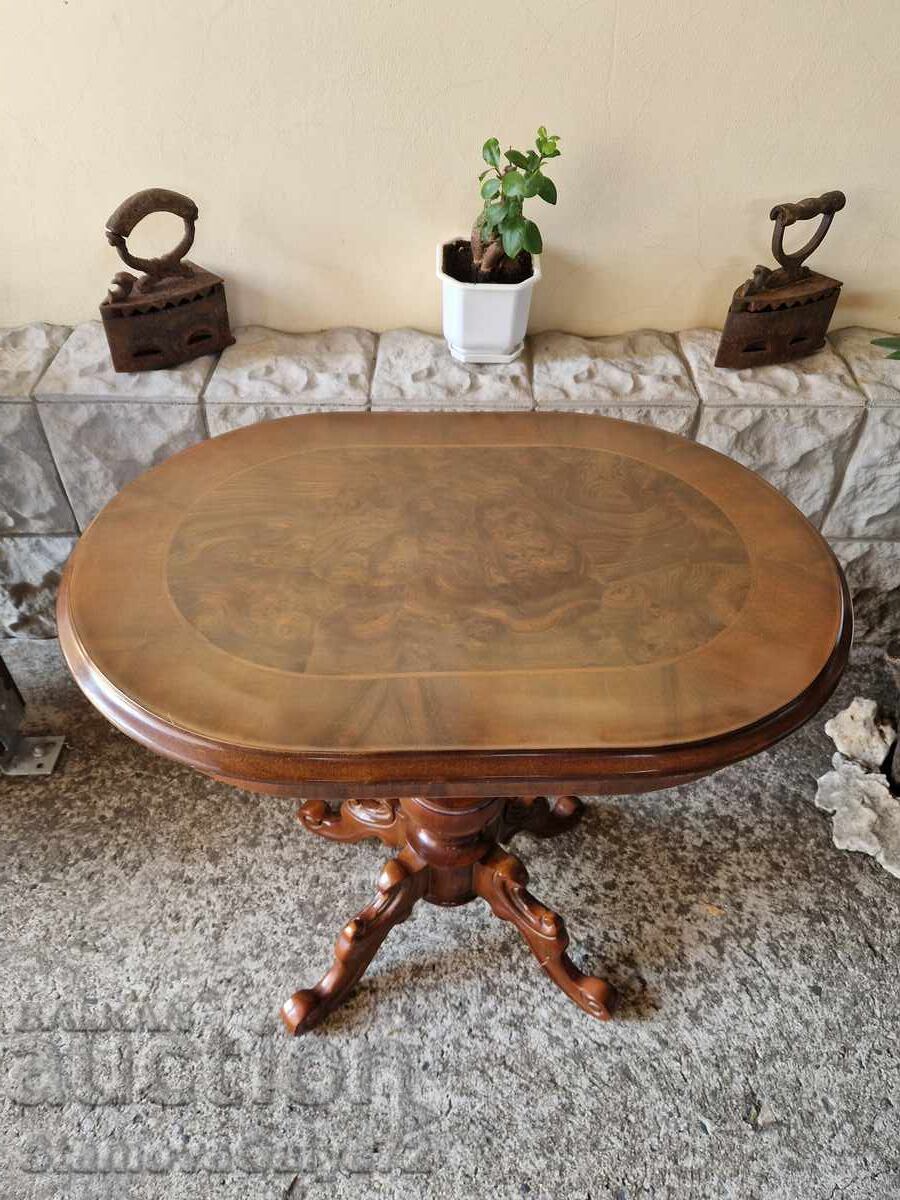 Εξαιρετικό αντίκα αγγλικό ξύλινο τραπεζάκι με ινταρσία με τιμή 298.00 BGN | € 152.36