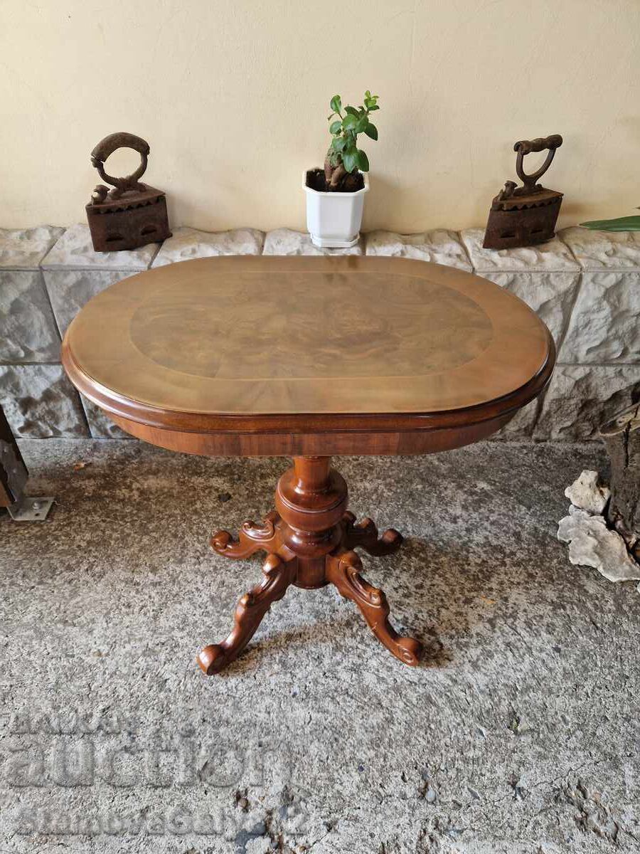 Wonderful antique English wooden table with inlay