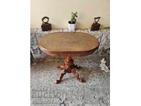 Măsuță englezească antică din lemn, superbă, cu intarsii