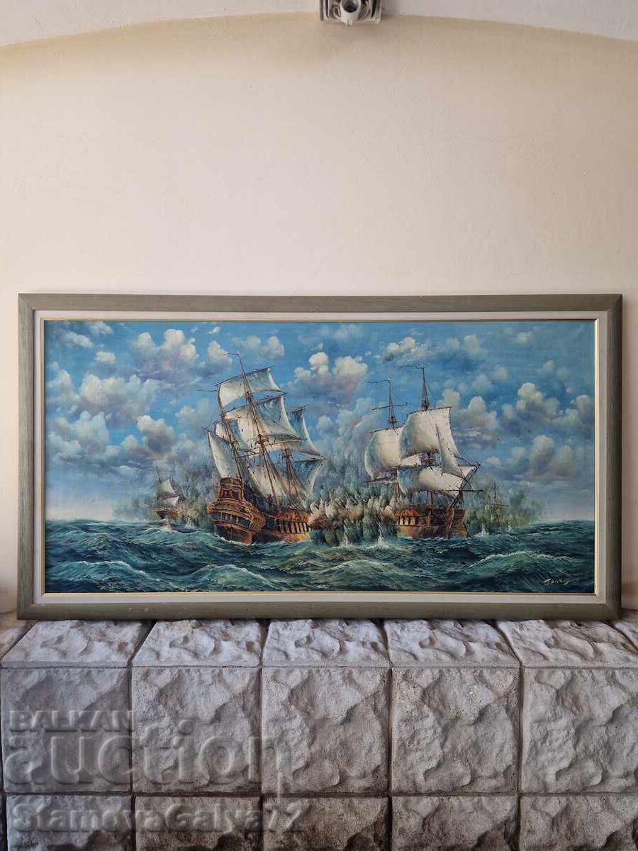 Huge antique original oil on canvas painting with price € 192.76 | 377.01 BGN