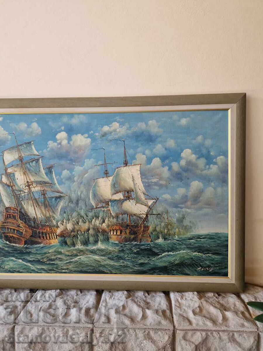 Delivery of Huge antique original oil on canvas painting