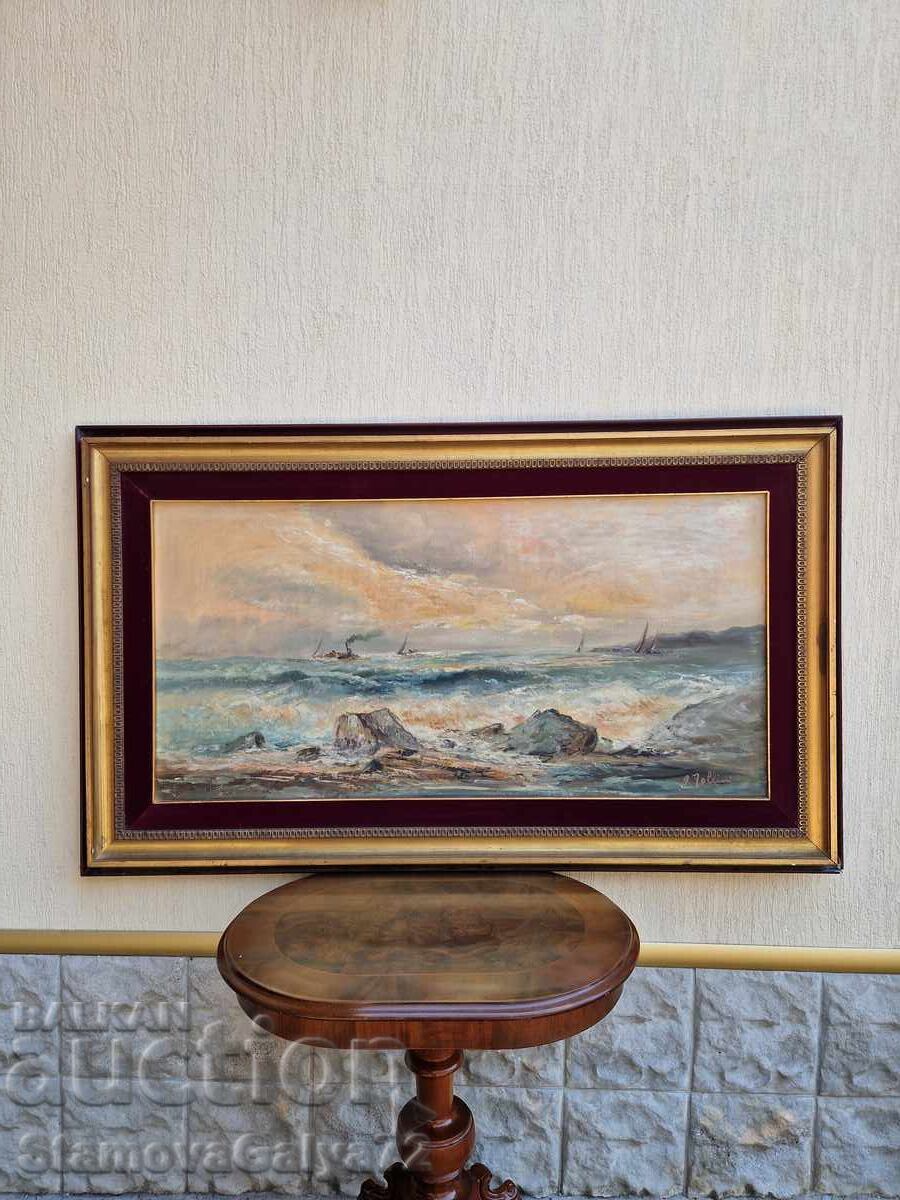 Marine oil painting on canvas, by the artist with price € 252.58 | 494.00 BGN Marine oil painting on canvas, by the artist with price € 252.58 | 494.00 BGN