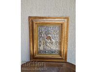 Large antique silver icon with certificate