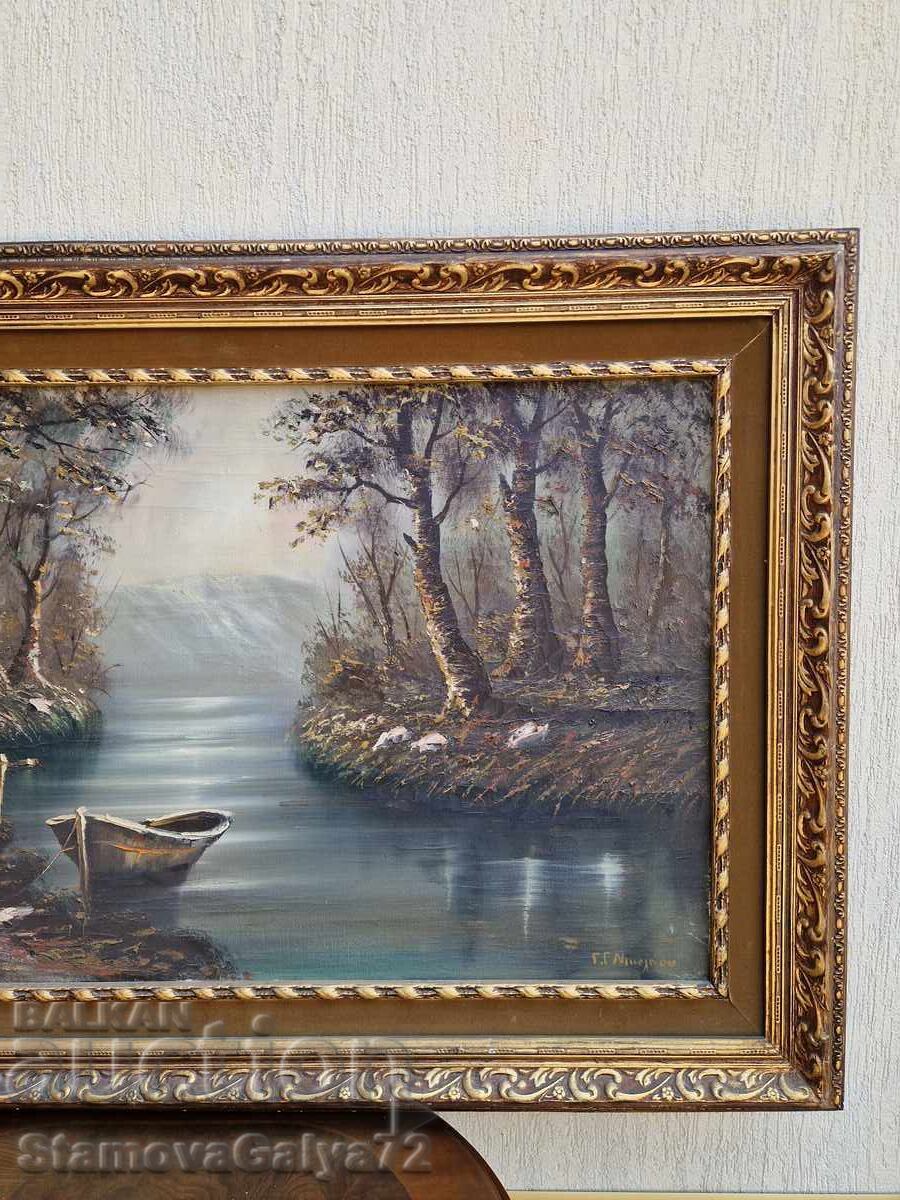 Delivery of Unique large antique oil on canvas painting