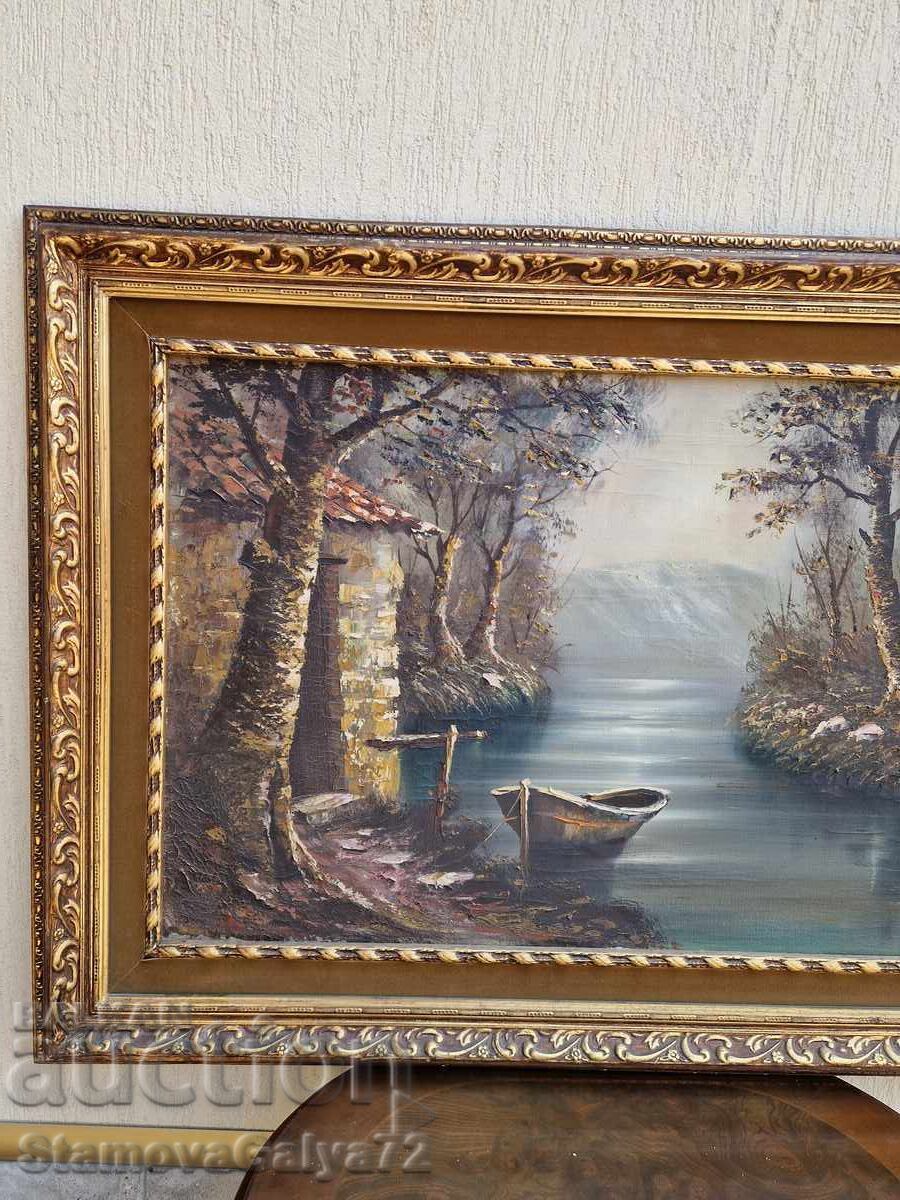 Unique large antique oil on canvas painting - 5