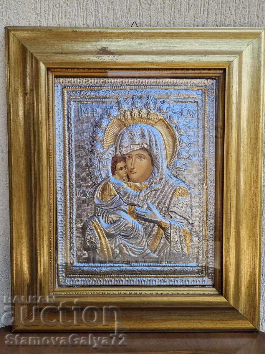 Licitație Minunată icoană mare de argint cu certificat