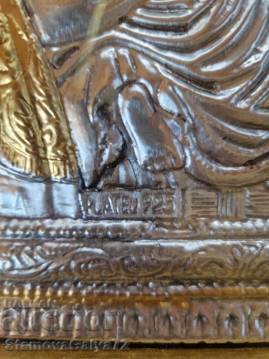 Beautiful large silver icon with certificate - 6