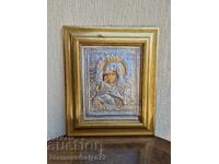 Beautiful large silver icon with certificate