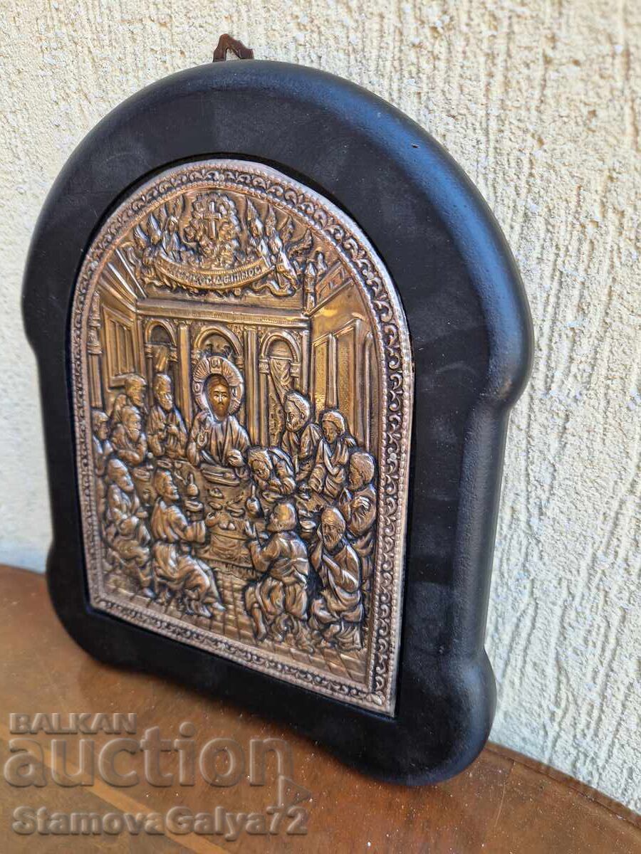 Frumoasă icoană de argint Cina cea de Taină cu certificat - 5