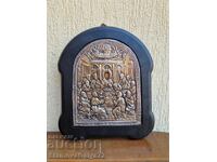 Frumoasă icoană de argint Cina cea de Taină cu certificat