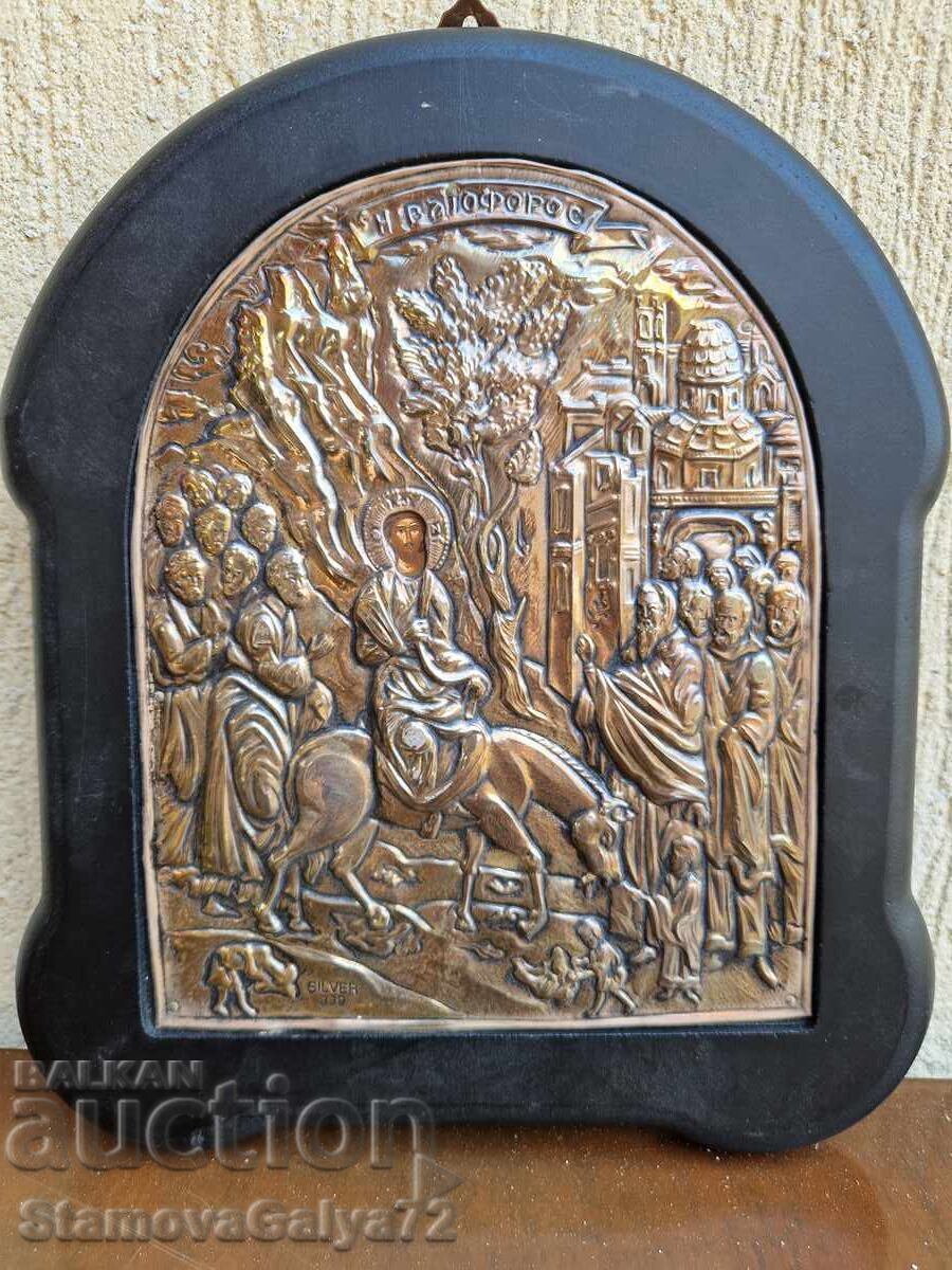 Όμορφη ασημένια εικόνα με πιστοποιητικό και σήμανση με τιμή € 76.18 | 149.00 BGN Όμορφη ασημένια εικόνα με πιστοποιητικό και σήμανση με τιμή € 76.18 | 149.00 BGN