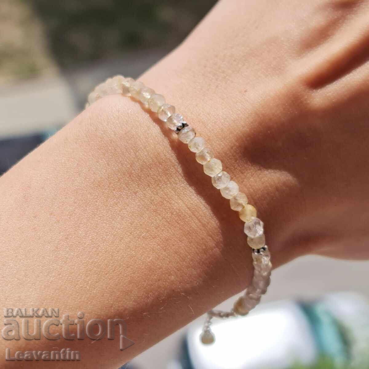 Silver bracelet with Rutile Quartz/ Venus Hair