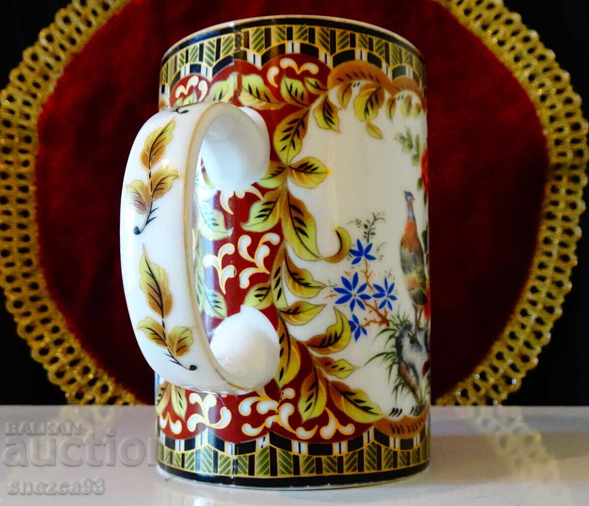 Ceașcă de porțelan cu păuni, flori, aur - 5 Ceașcă de porțelan cu păuni, flori, aur - 5