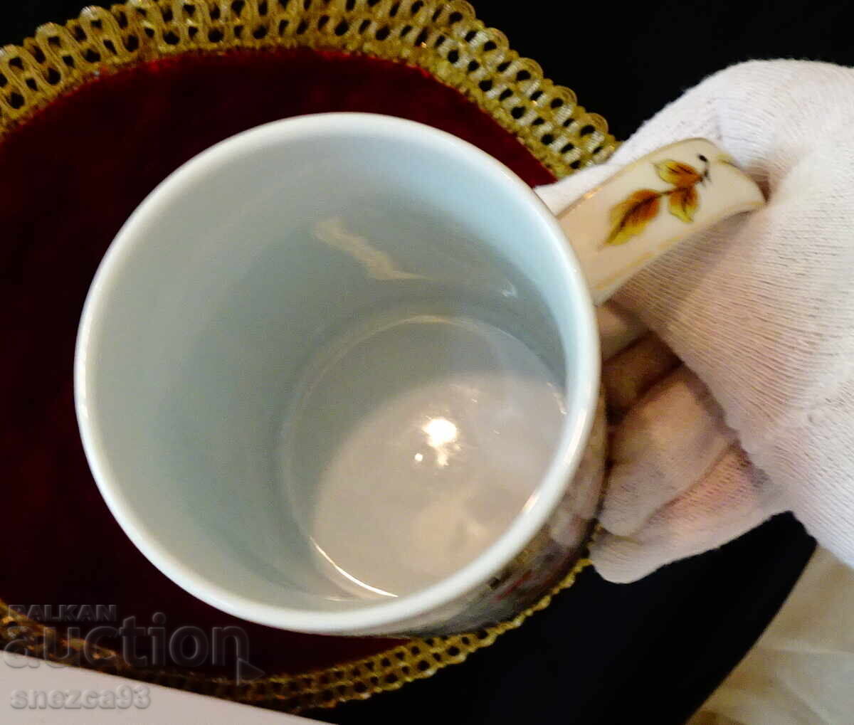 Ceașcă de porțelan cu păuni, flori, aur - 6 Ceașcă de porțelan cu păuni, flori, aur - 6