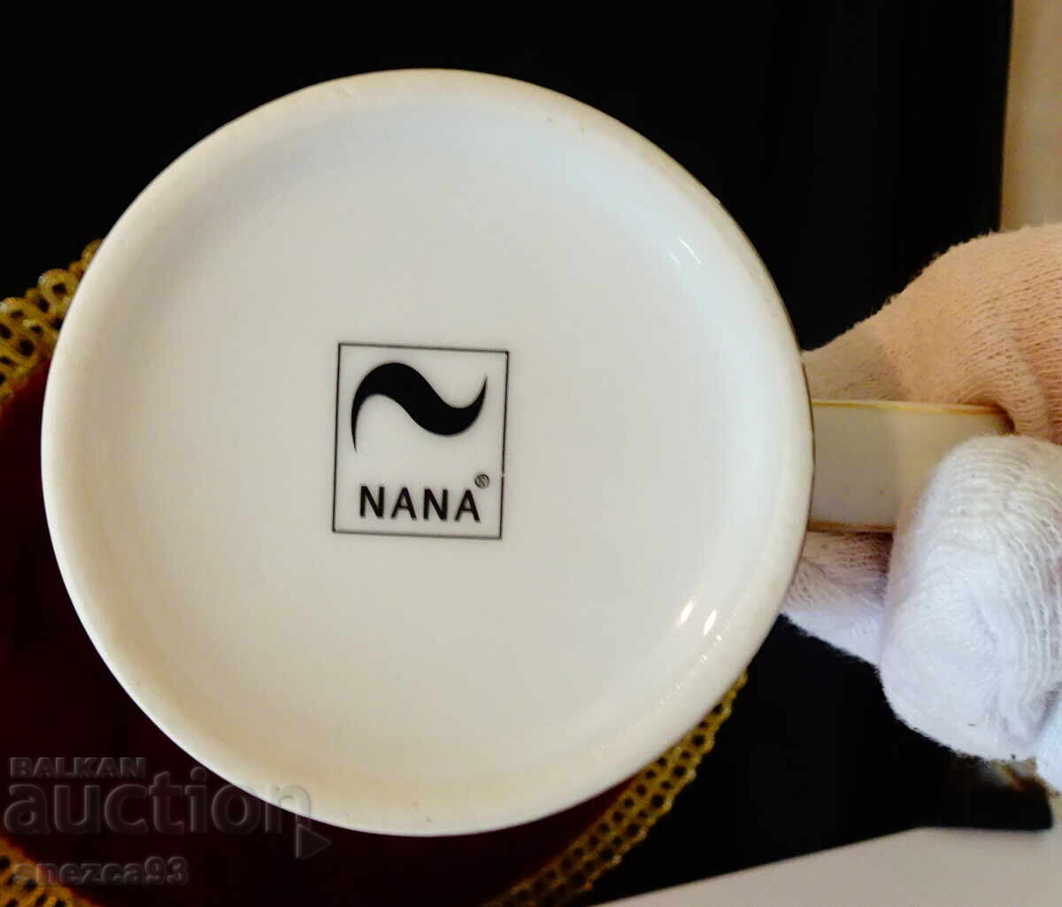 Ceașcă de porțelan cu păuni, flori, aur - 7 Ceașcă de porțelan cu păuni, flori, aur - 7