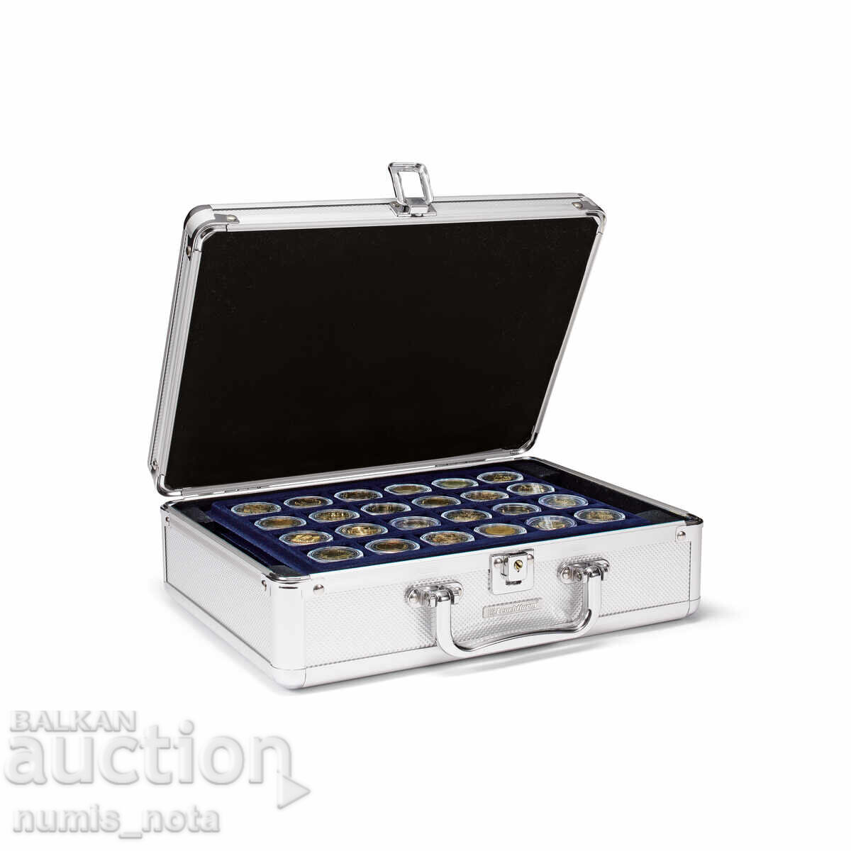 Алуминев куфар с 6 табли CARGO S6 за 112 монети - Leuchtturm с цена 88.00 лв. | € 44.99 Алуминев куфар с 6 табли CARGO S6 за 112 монети - Leuchtturm с цена 88.00 лв. | € 44.99