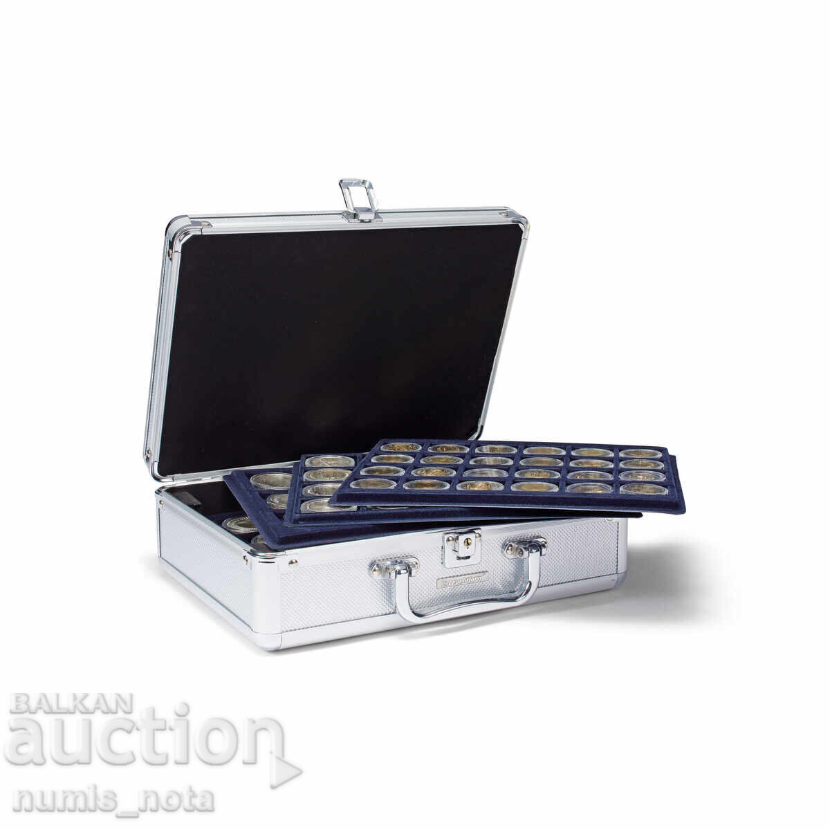 Valiză din aluminiu cu 6 tăvi CARGO S6 pentru 112 monede - Leuchtturm