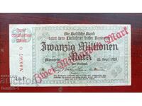 Germania Banca Baden 20 milioane mărci 1923 cu supratipar
