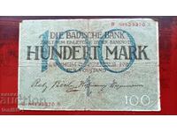 Γερμανία, νότγκελντ της Τράπεζας της Βάδης για 100 μάρκα του 1918