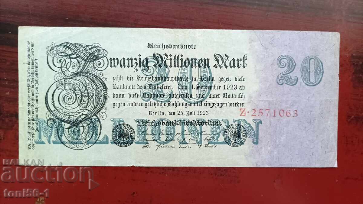 Germany 20 Million Mark 1923 State Printing House