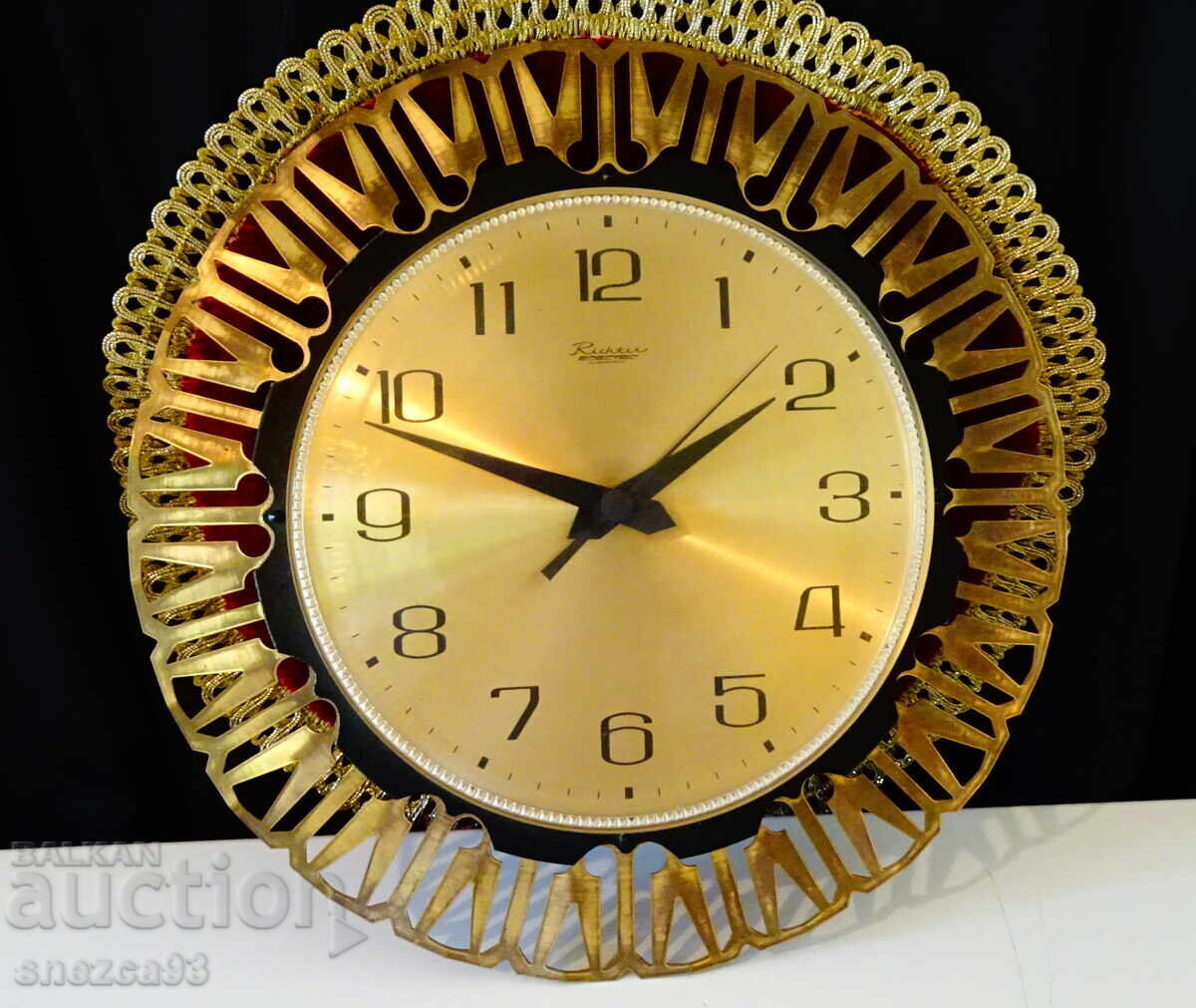 Γερμανικό μπρούτζινο ρολόι τοίχου Richter, άριστο Γερμανικό μπρούτζινο ρολόι τοίχου Richter, άριστο