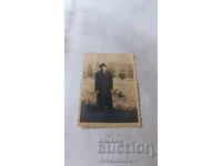 Photo Sofia Man in front of the Central Bathhouse in winter