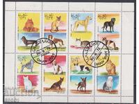 Timbre ștampilate în coli Câini și Pisici 1972 din Oman