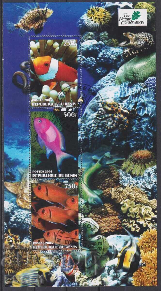 Stamped Block Sea Fauna Fish 2003 from Benin Stamped Block Sea Fauna Fish 2003 from Benin