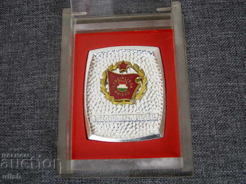 Star Sign Plaque of a Socialist Brigade, Hungary, with Box
