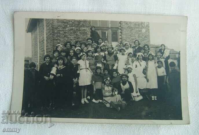 Old photo - children, pupils, teacher Old photo - children, pupils, teacher