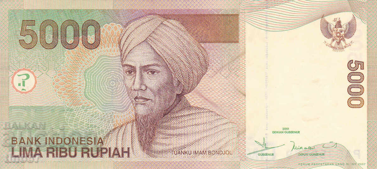 tino37 - INDONESIA - 5000 RUPIAH - 2001 - XF+ with price 1.90 BGN | € 0.97