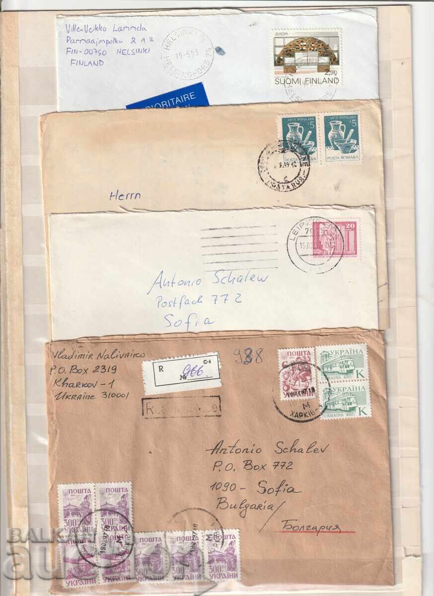 Φινλανδία, Ρουμανία, Ανατολική Γερμανία, Ουκρανία - Ταξιδεμένα γραμματόσημα 4 τμχ