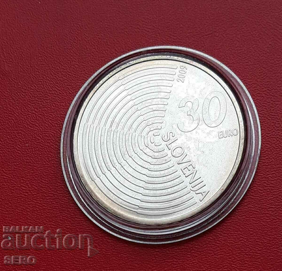 Slovenia-30 euros 2009-silver and extra rare-circulation 8000 pieces