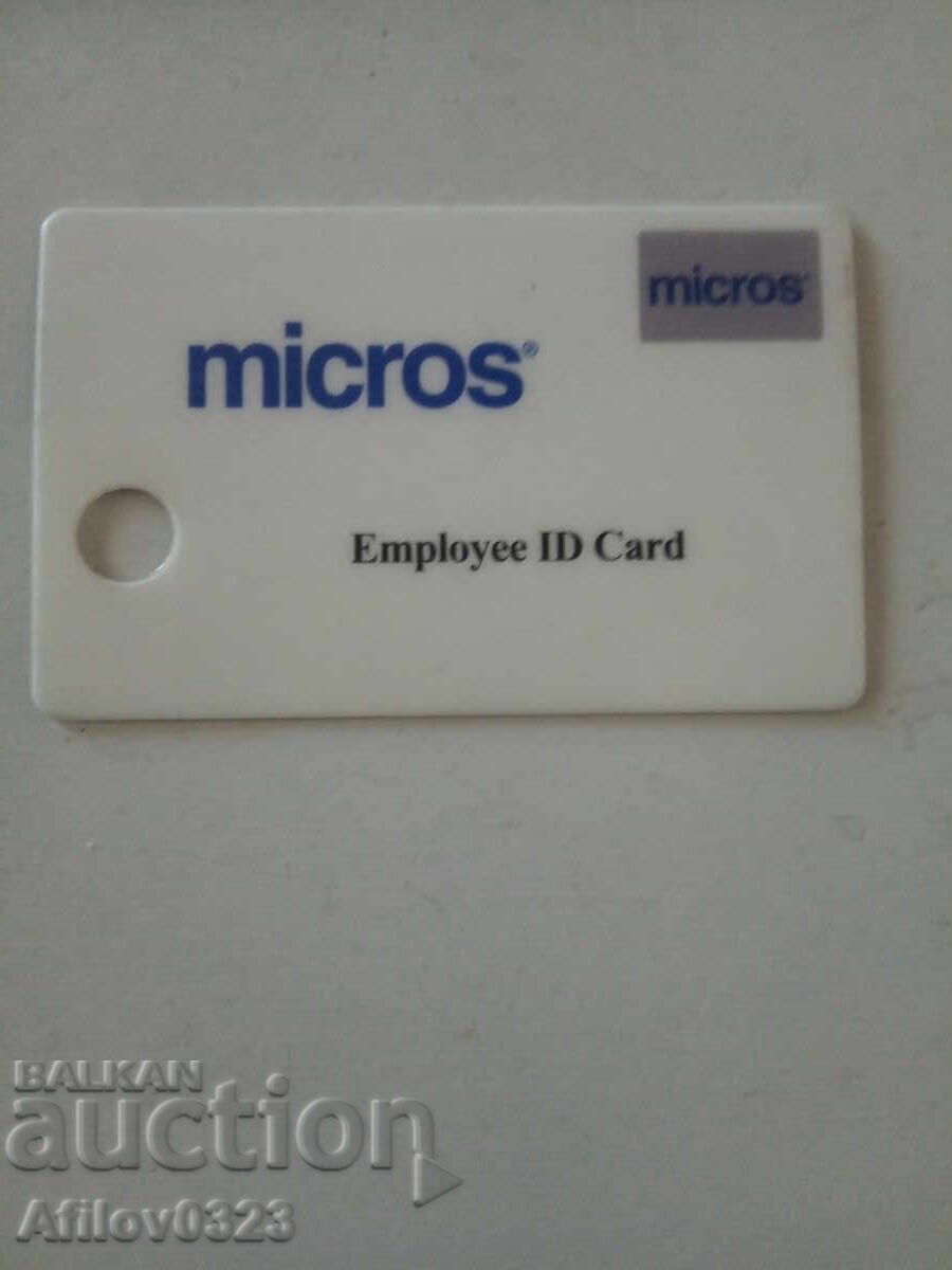 Micros Plastic Employee Identification Card Micros Plastic Employee Identification Card