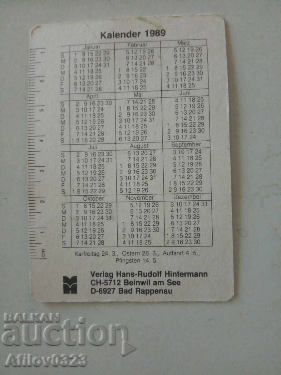Calendar german pentru 1989 cu preț 0.50 BGN | € 0.26 Calendar german pentru 1989 cu preț 0.50 BGN | € 0.26