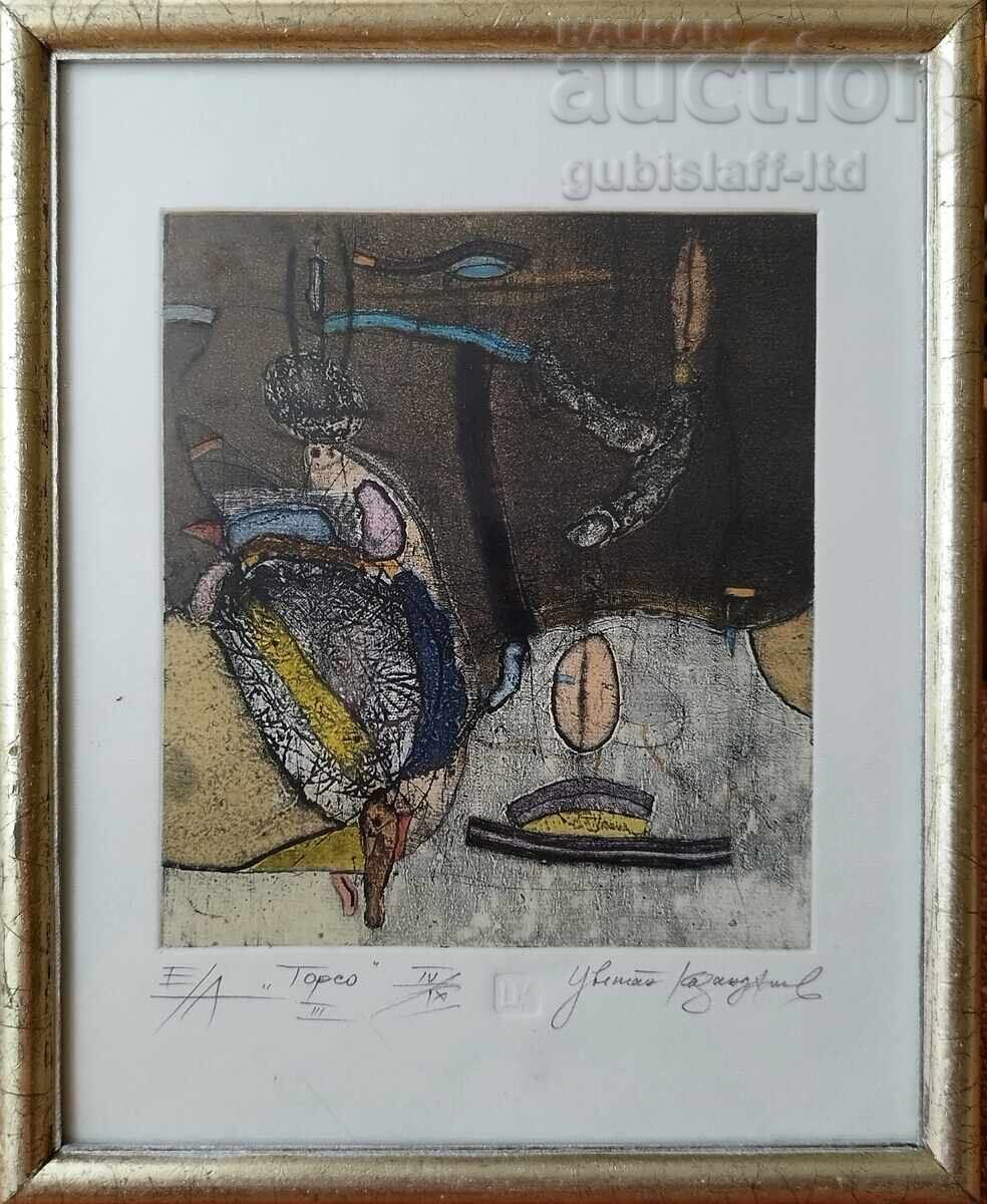 Πίνακας, γραφικά, "Τορσός", ζωγρ. Τσβετάν Καζαντζίεφ, δεκαετία 1990