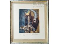 Painting, graphics, "Night", artist Tsvetan Kazandzhiev, 2002