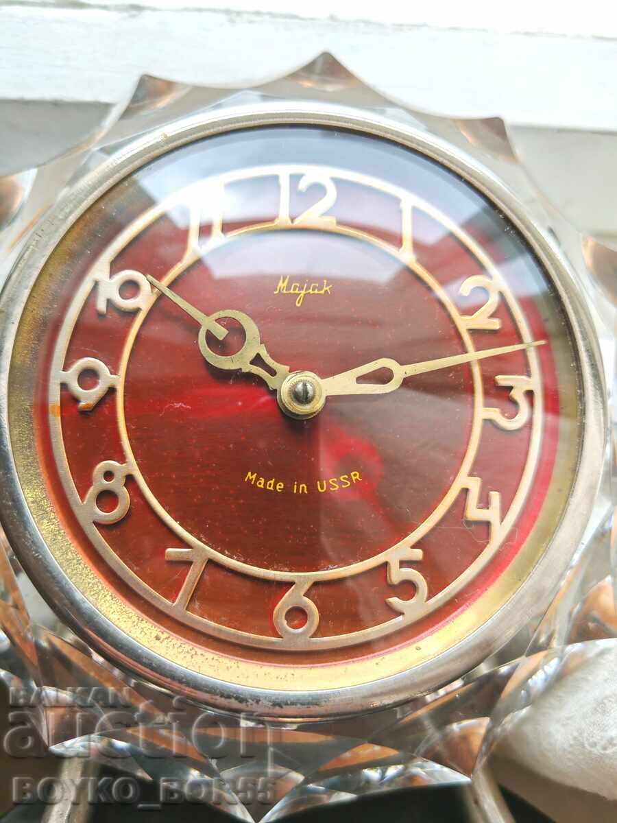 Δημοπρασία Ruski Sots SSSR Κομματικός Κρυστάλλινος Επιτραπέζιος Ρολόι Μαγιάκ Maja