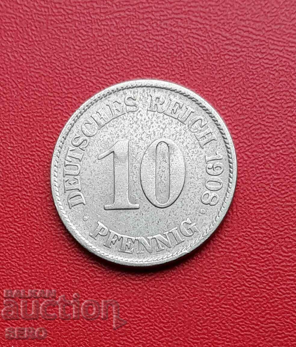 Γερμανία-10 pfennigs 1908 E-Muldenhüten