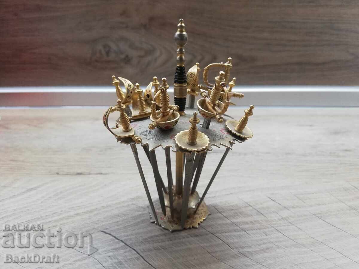 Delivery of Set Spain Toledo 11 pcs. cocktail sabers, sword, a sword on a stand Delivery of Set Spain Toledo 11 pcs. cocktail sabers, sword, a sword on a stand