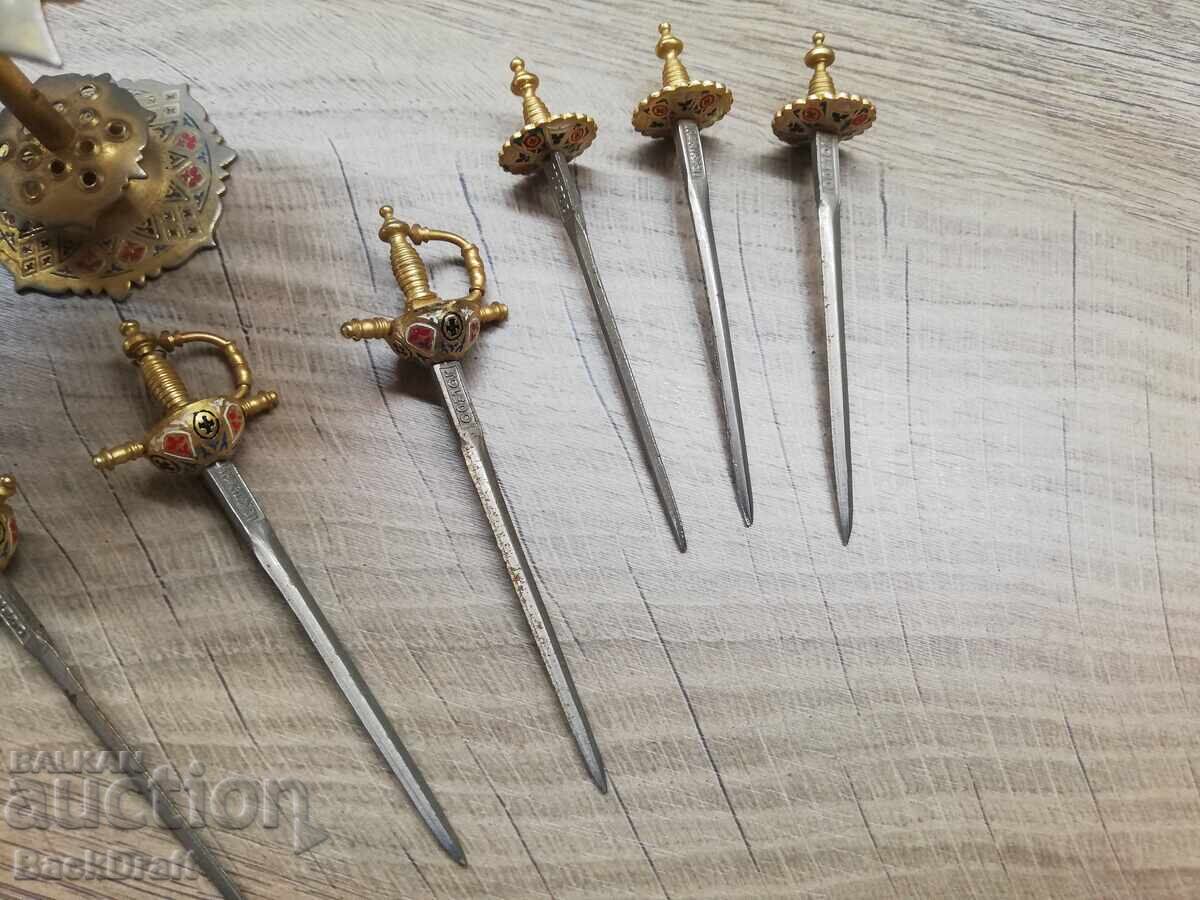 Set Spain Toledo 11 pcs. cocktail sabers, sword, a sword on a stand - 5 Set Spain Toledo 11 pcs. cocktail sabers, sword, a sword on a stand - 5