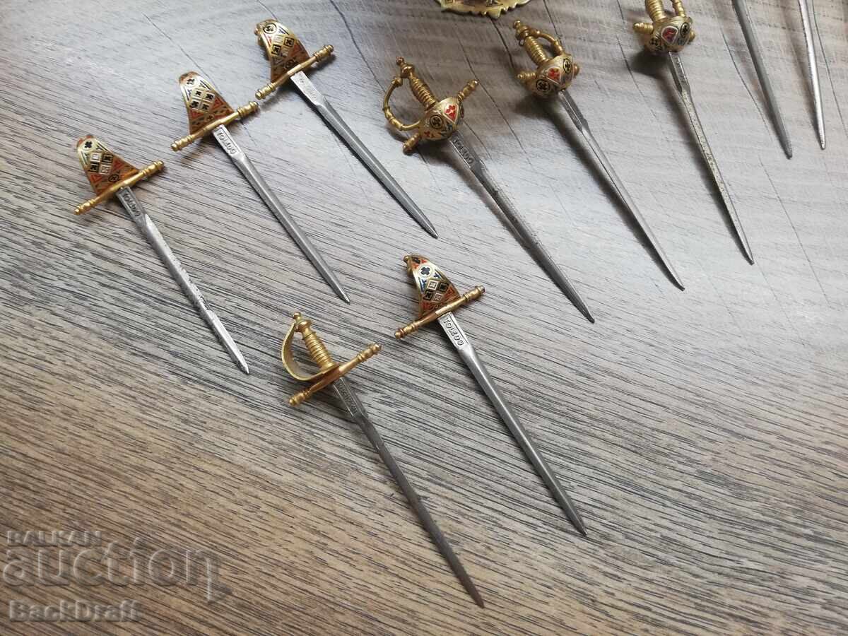 Set Spain Toledo 11 pcs. cocktail sabers, sword, a sword on a stand - 6 Set Spain Toledo 11 pcs. cocktail sabers, sword, a sword on a stand - 6