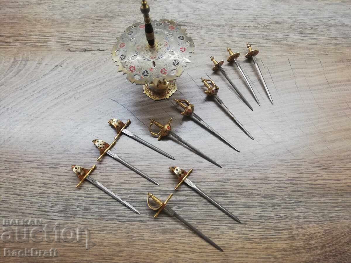 Set Spain Toledo 11 pcs. cocktail sabers, sword, a sword on a stand Set Spain Toledo 11 pcs. cocktail sabers, sword, a sword on a stand