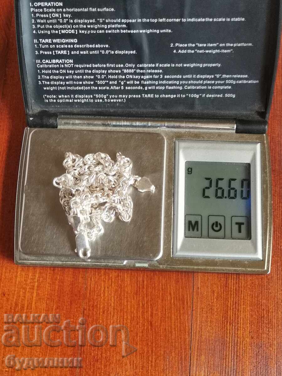 Нов. Сребърен Масивен синджир. 51см. 925 Проба. Пускам над 1 - 5 Нов. Сребърен Масивен синджир. 51см. 925 Проба. Пускам над 1 - 5