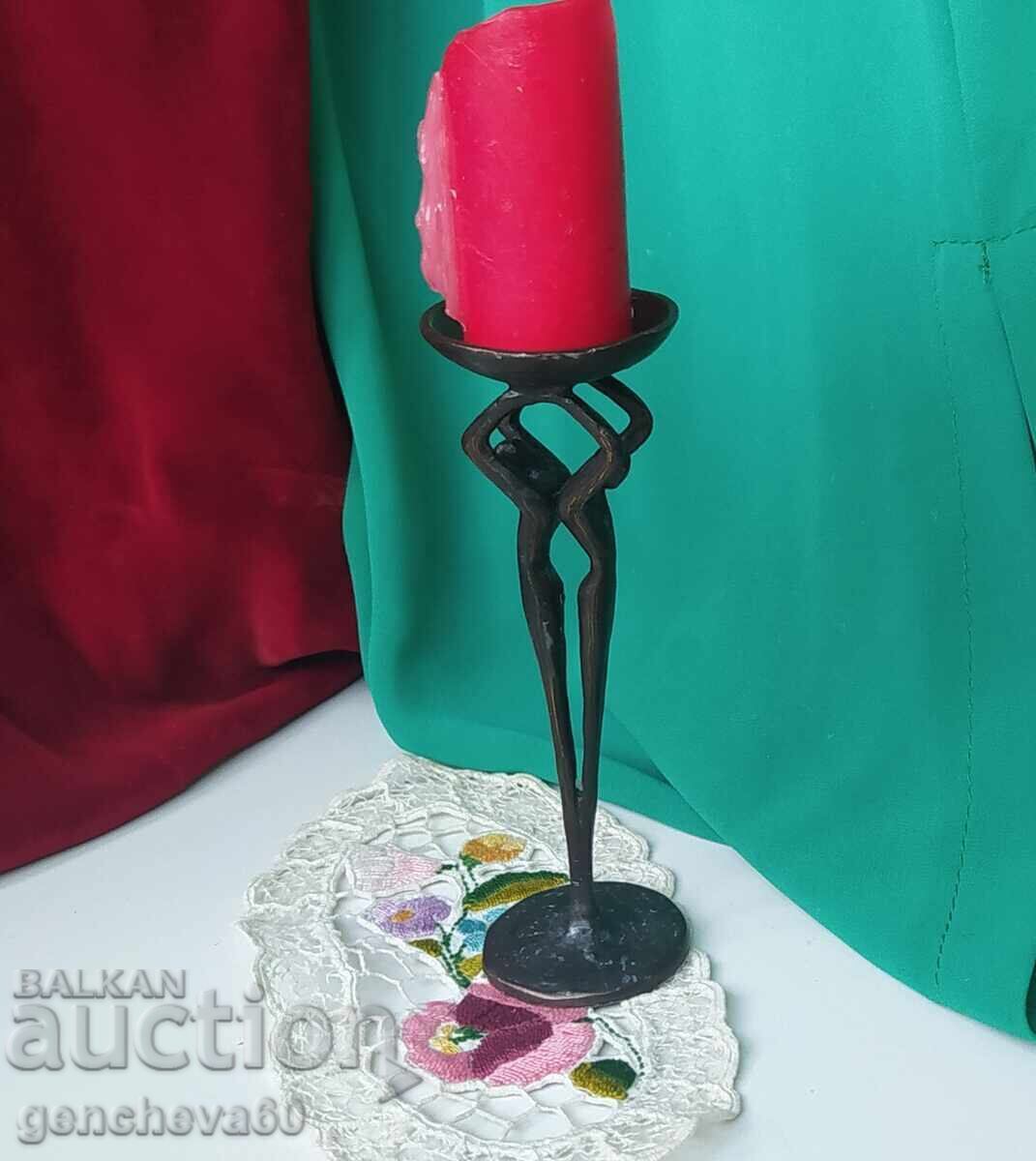 Unique candlestick Stylized human figures - bronze - 7 Unique candlestick Stylized human figures - bronze - 7