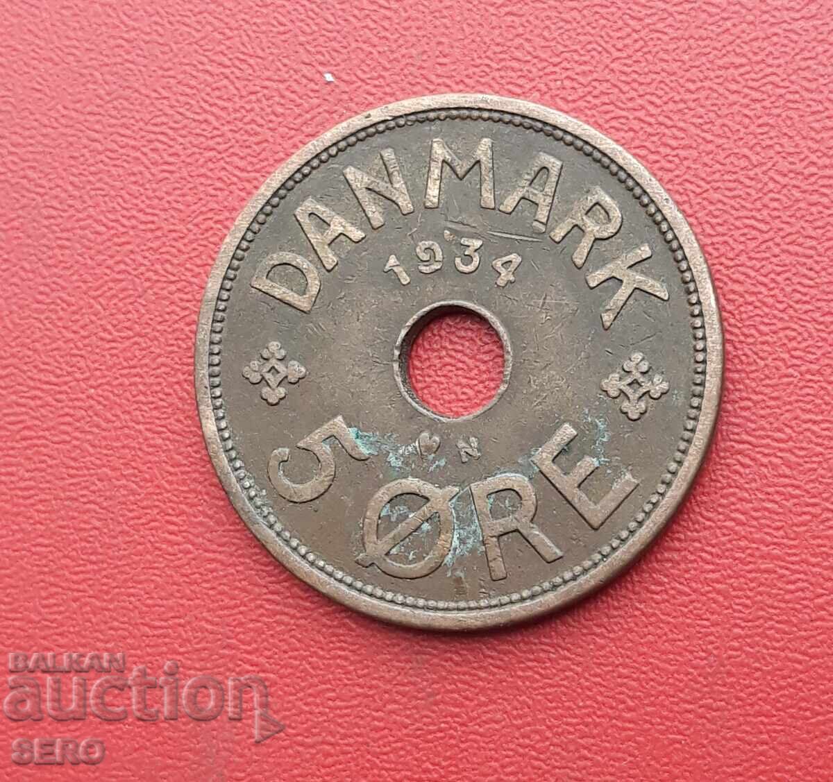 Danemarca - 5 øre 1934