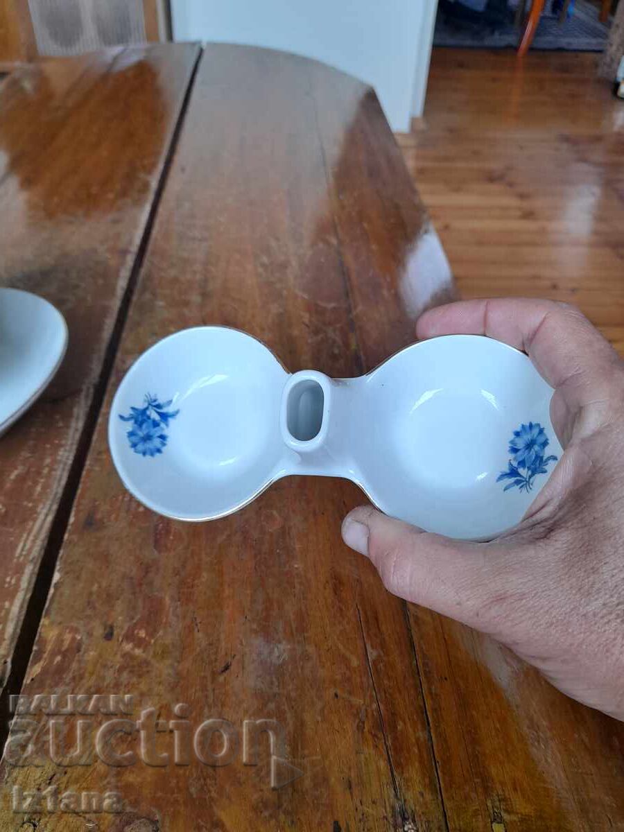 Old porcelain set bowl and salt shaker with price 50.00 BGN | € 25.56