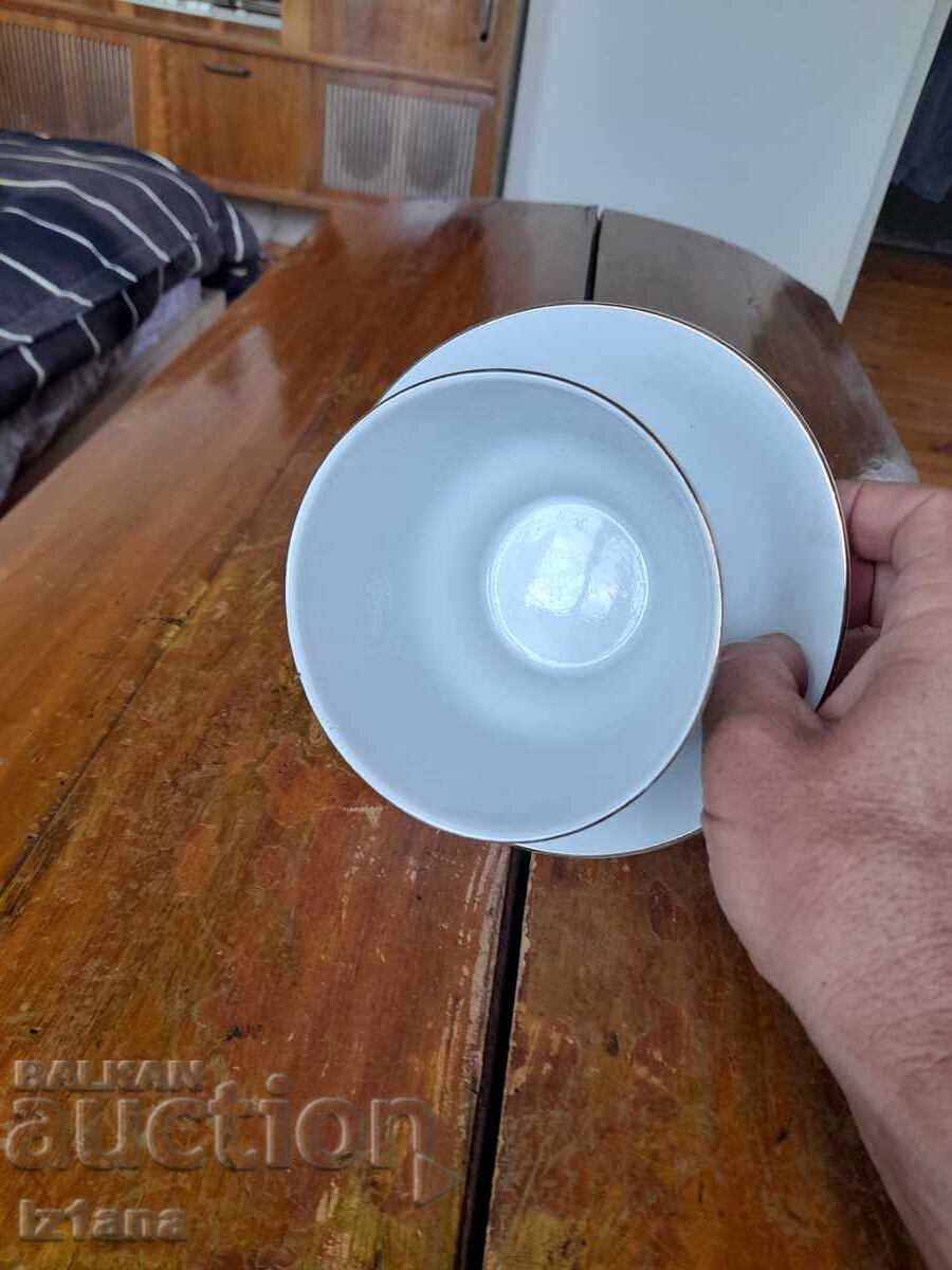 Old porcelain set bowl and salt shaker - 5